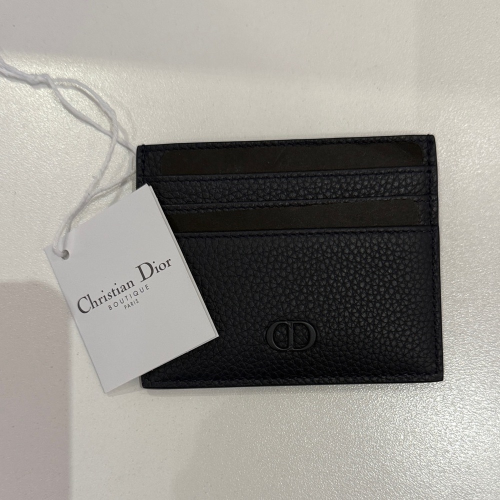 Dior Black Textured Leather Card Holder